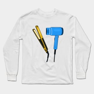 Hair dryer & hair straightener illustration Long Sleeve T-Shirt